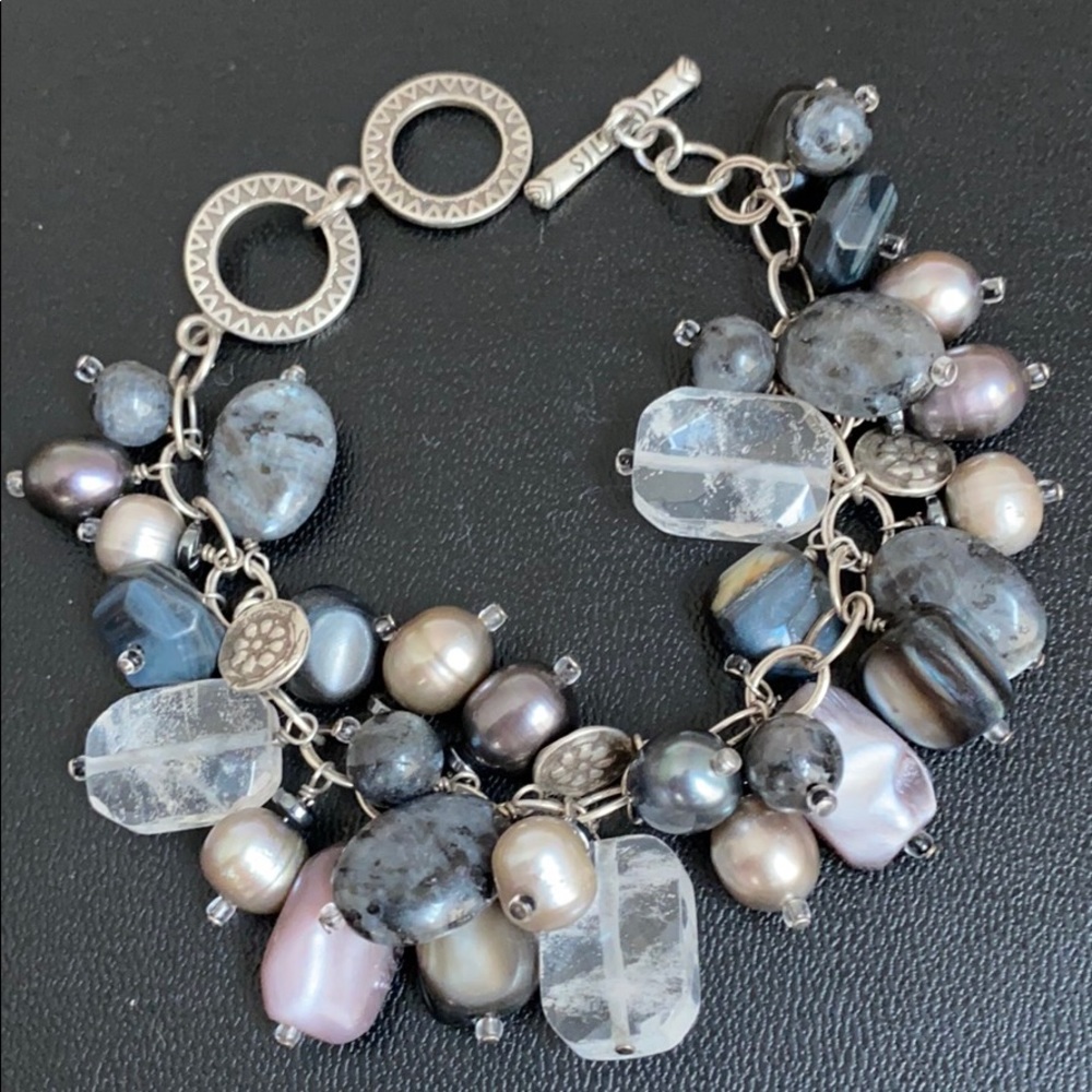 Retired Silpada Stone/Freshwater Pearl Bracelet